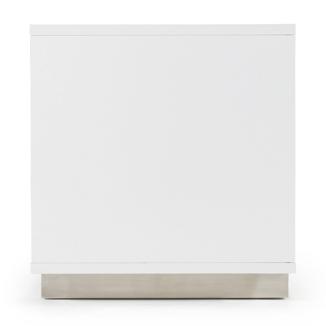 Victoria Modern White Crocodile Nightstand