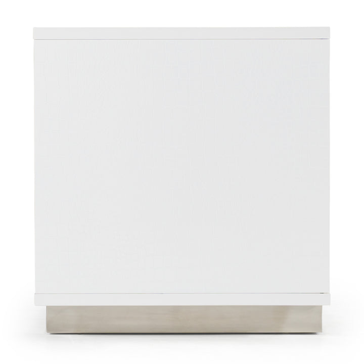 Victoria Modern White Crocodile Nightstand