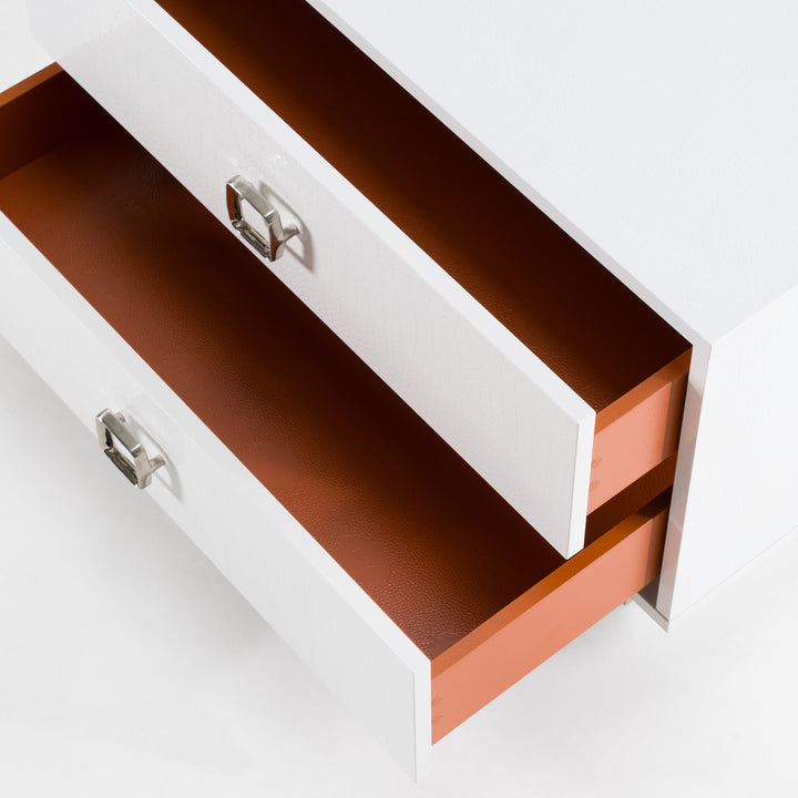 Victoria Modern White Crocodile Nightstand