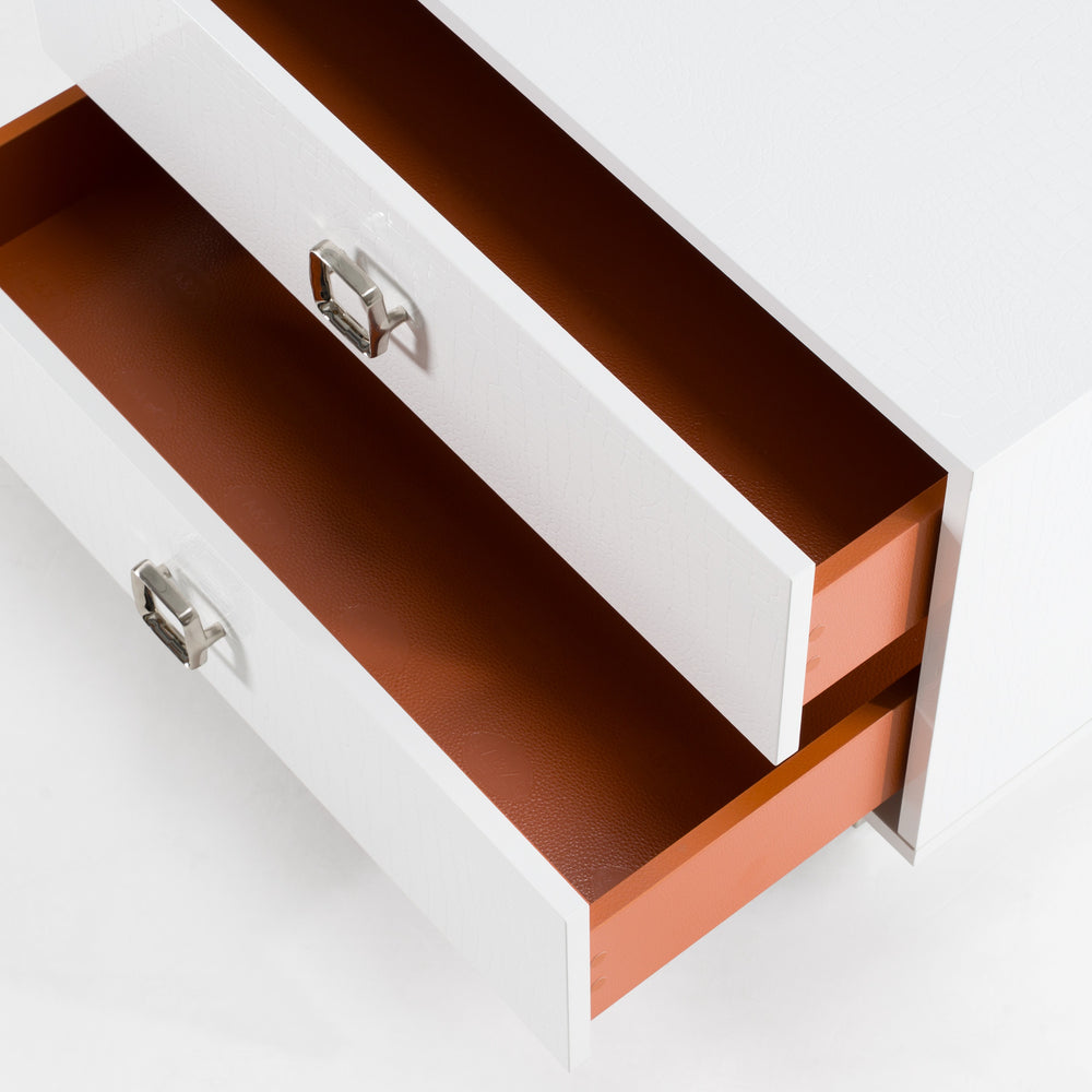 Victoria Modern White Crocodile Nightstand - View 17