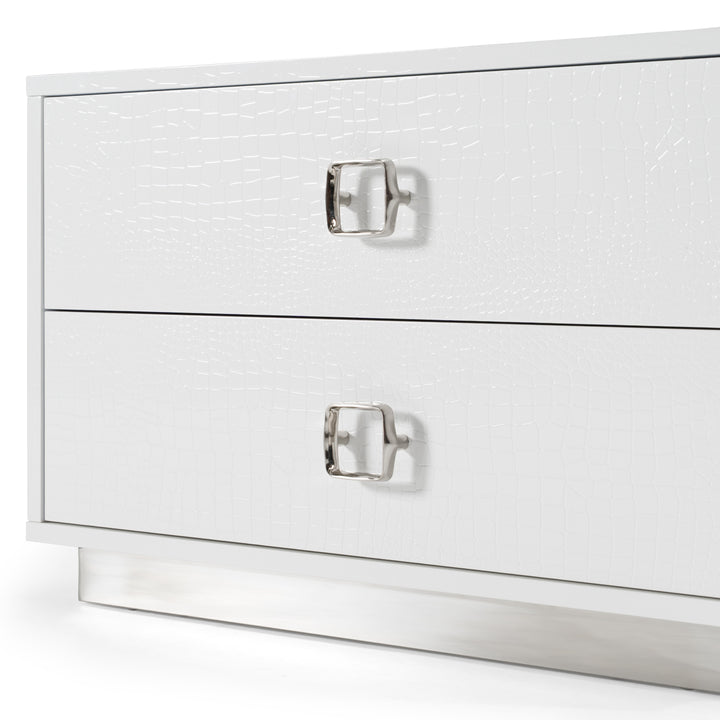 Victoria Modern White Crocodile Nightstand