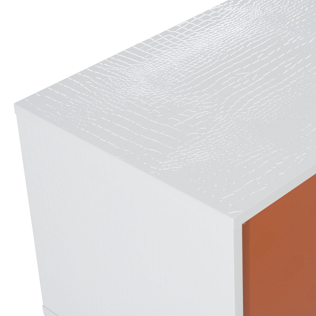 Victoria Modern White Crocodile Nightstand