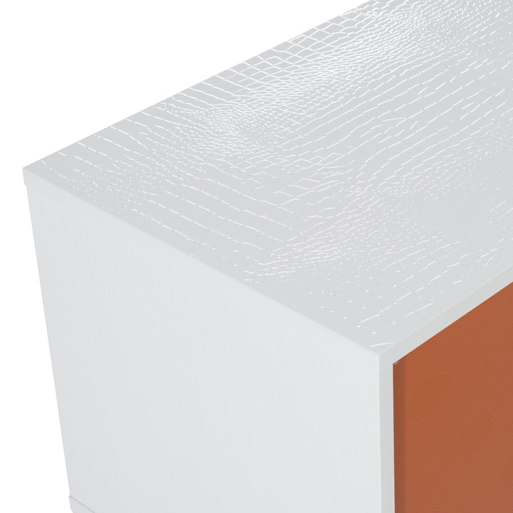 Victoria Modern White Crocodile Nightstand