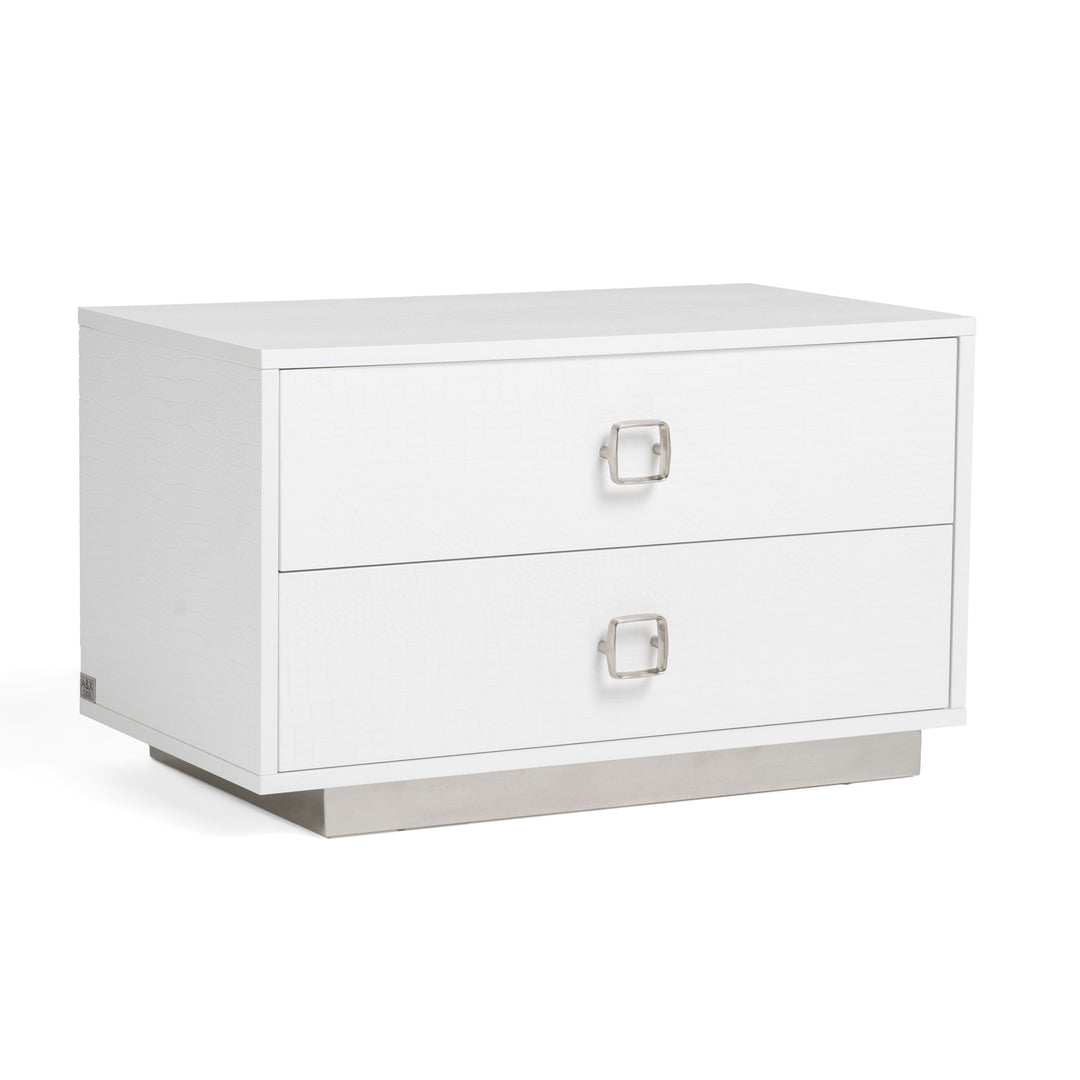 Victoria Modern White Crocodile Nightstand