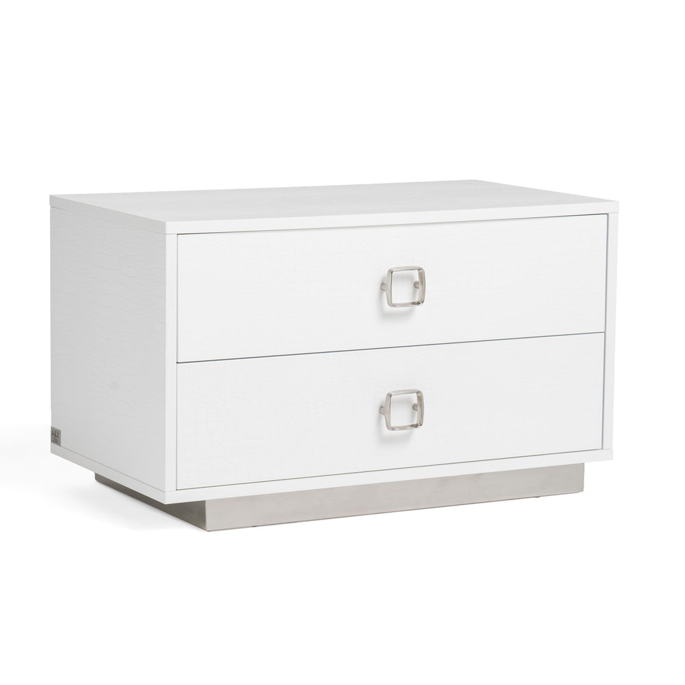 Victoria Modern White Crocodile Nightstand - View 2