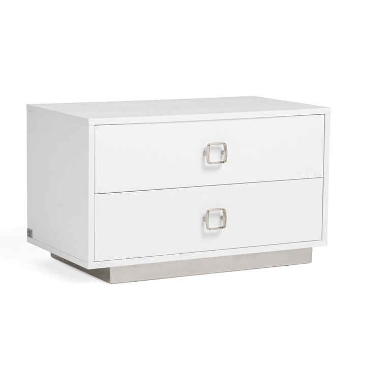 Victoria Modern White Crocodile Nightstand - View 2