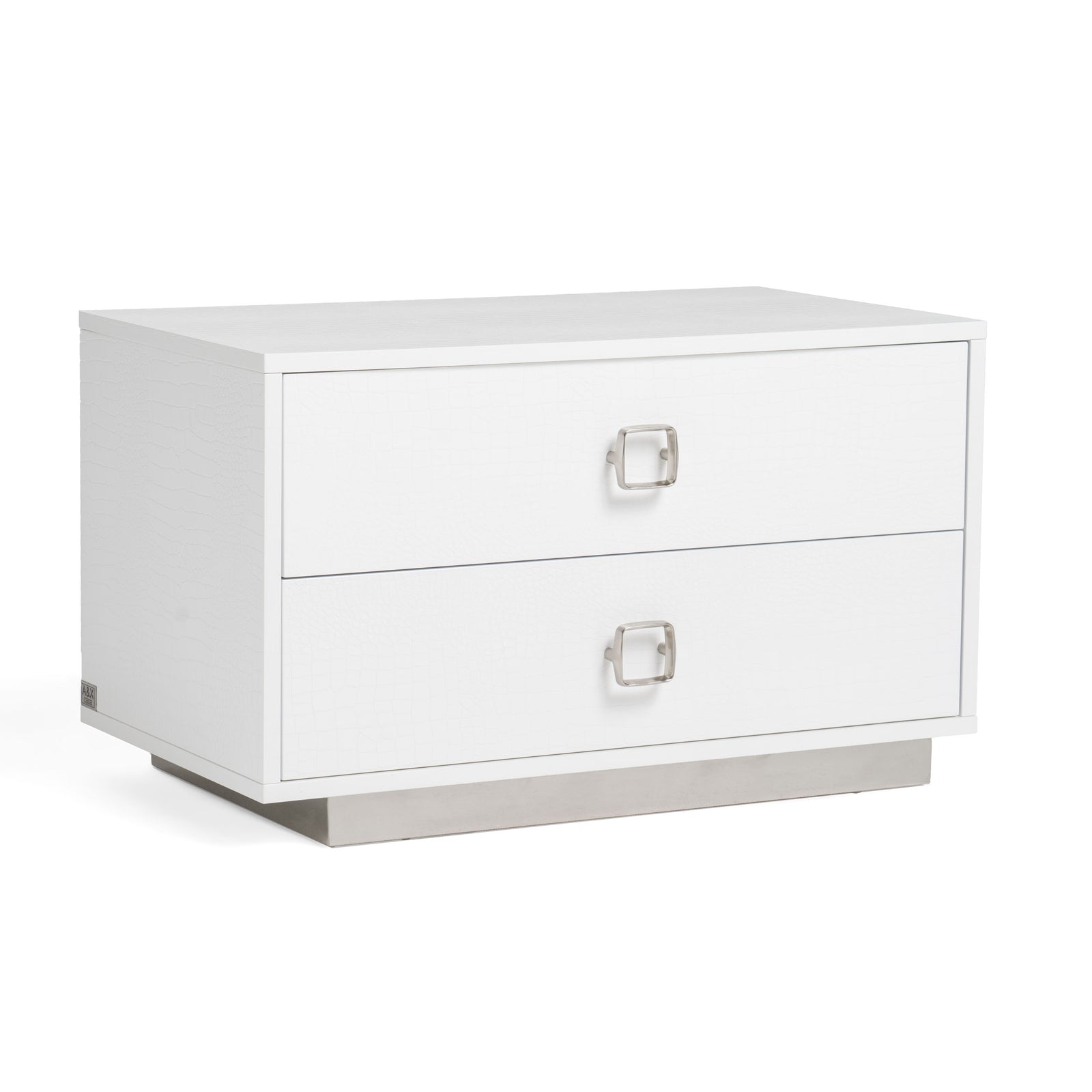 Victoria Modern White Crocodile Nightstand