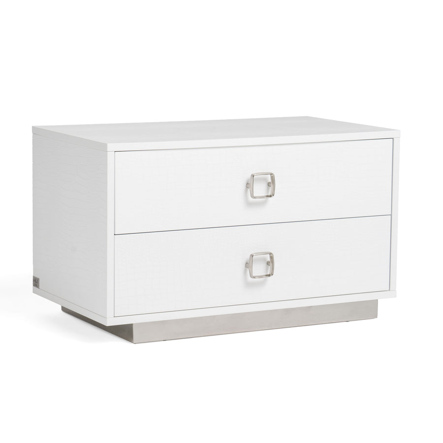 Victoria Modern White Crocodile Nightstand