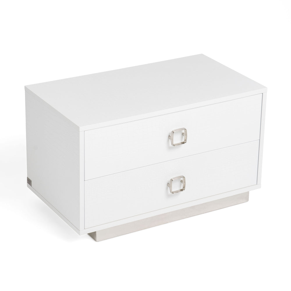 Victoria Modern White Crocodile Nightstand - View 3