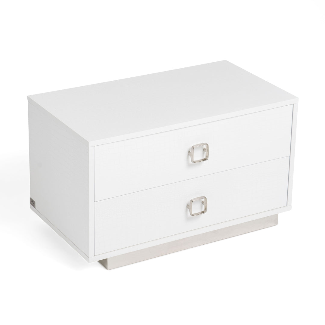 Victoria Modern White Crocodile Nightstand