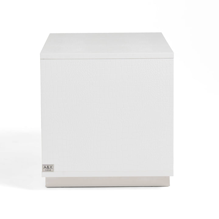 Victoria Modern White Crocodile Nightstand
