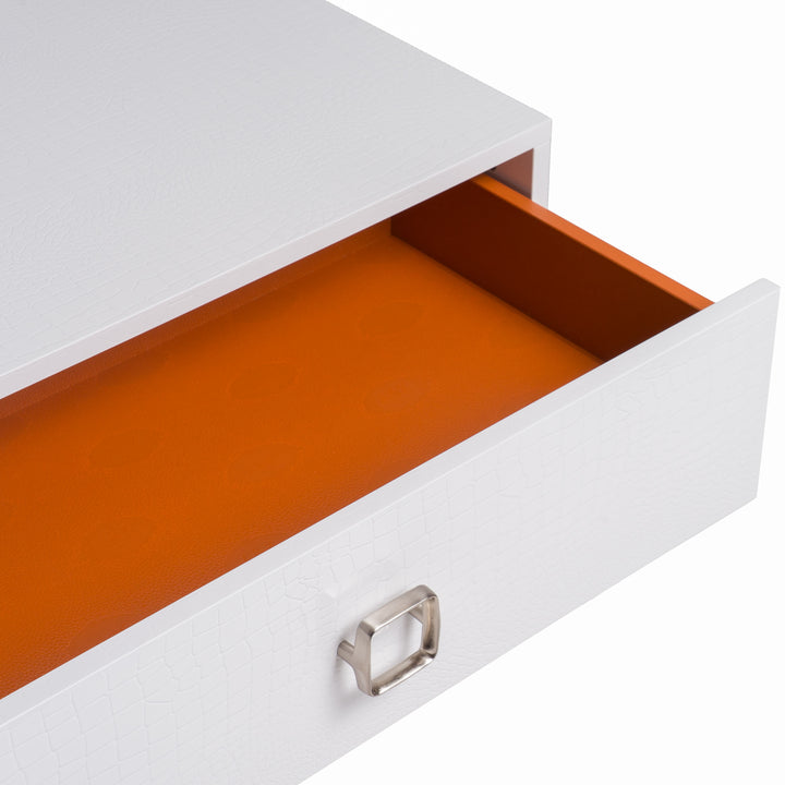 Victoria Modern White Crocodile Nightstand