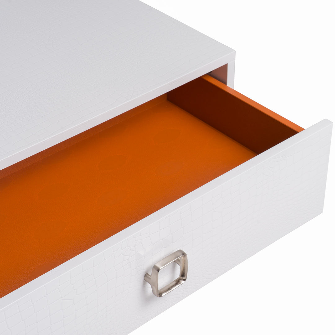Victoria Modern White Crocodile Nightstand
