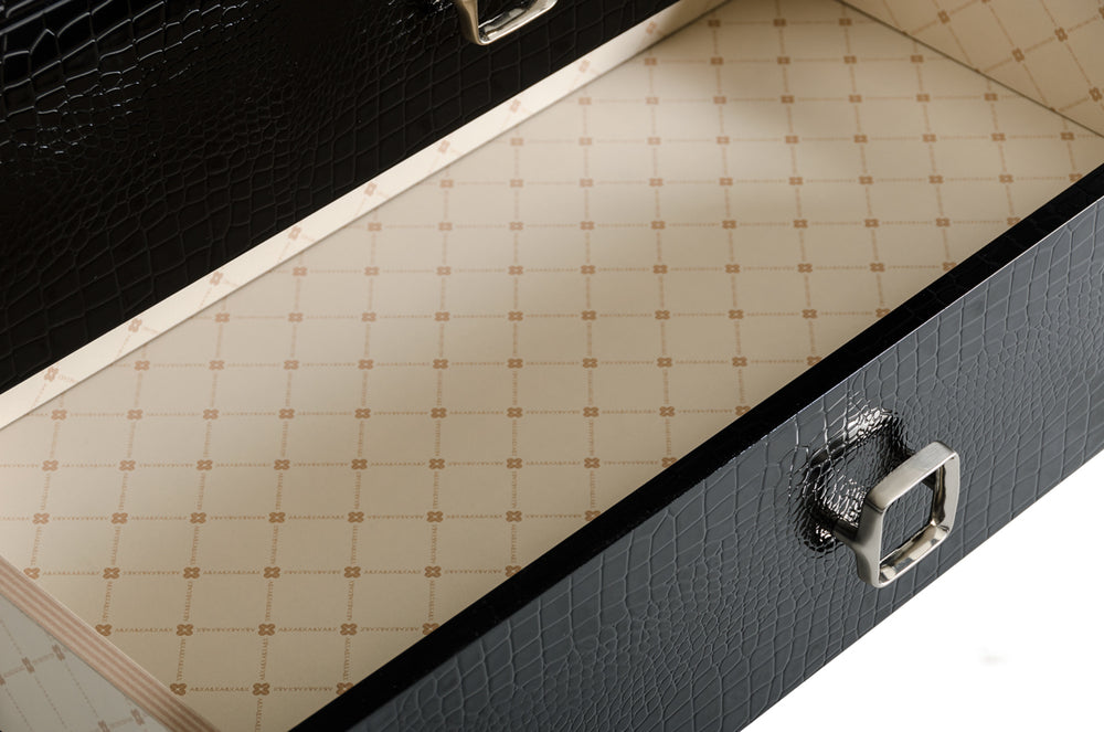Victoria Modern Black Crocodile Chest
