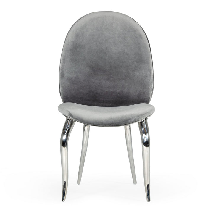 Vince - Glam Grey Velvet Dining Chair Set of 2