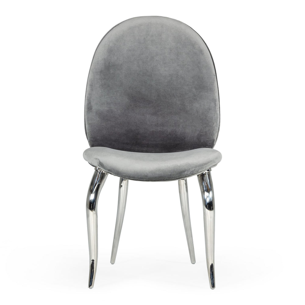 Vince - Glam Grey Velvet Dining Chair Set of 2