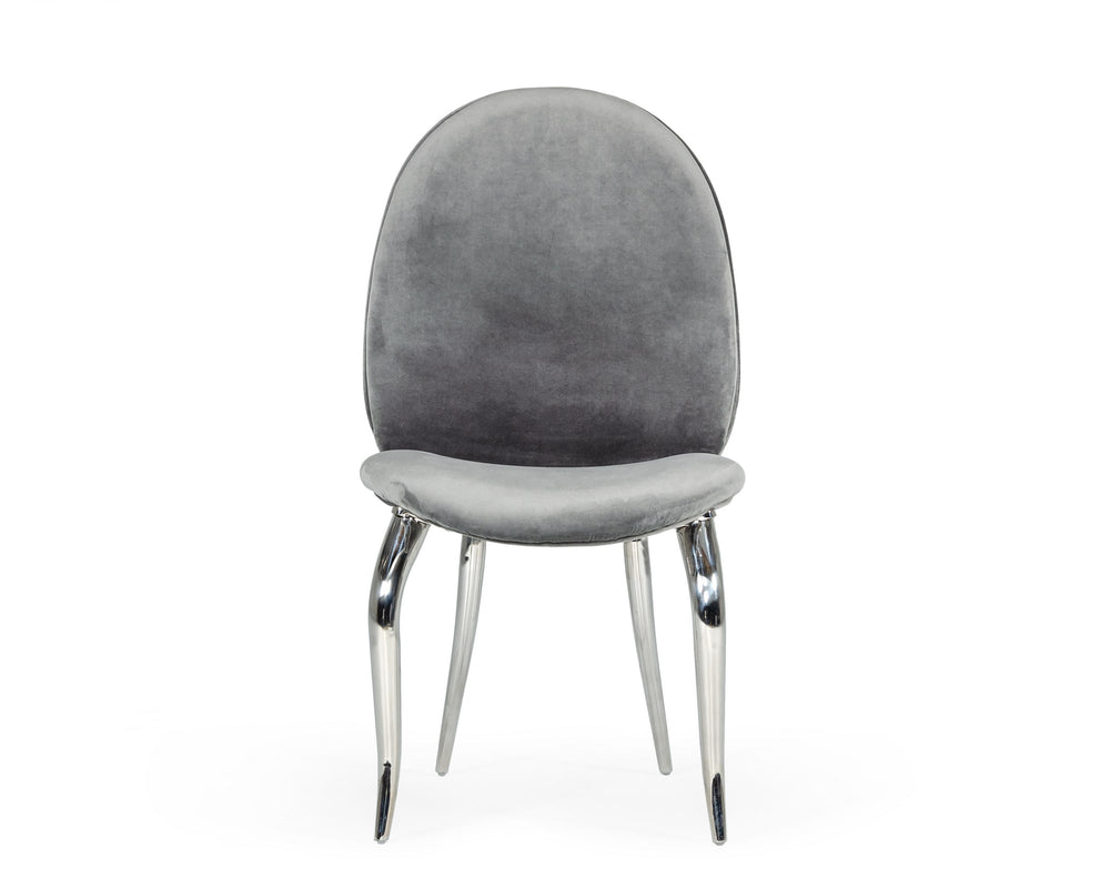Vince - Glam Grey Velvet Dining Chair Set of 2