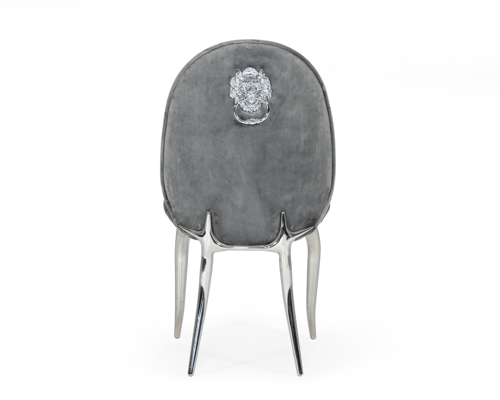 Vince - Glam Grey Velvet Dining Chair Set of 2