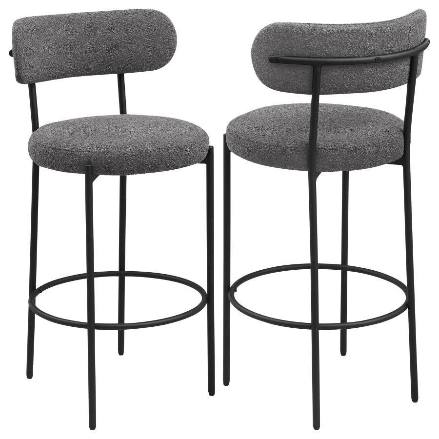 Viola - Boucle Upholstered Bar Chair (Set of 2) - Gray Stool Set modern furniture Contempo Furniture
