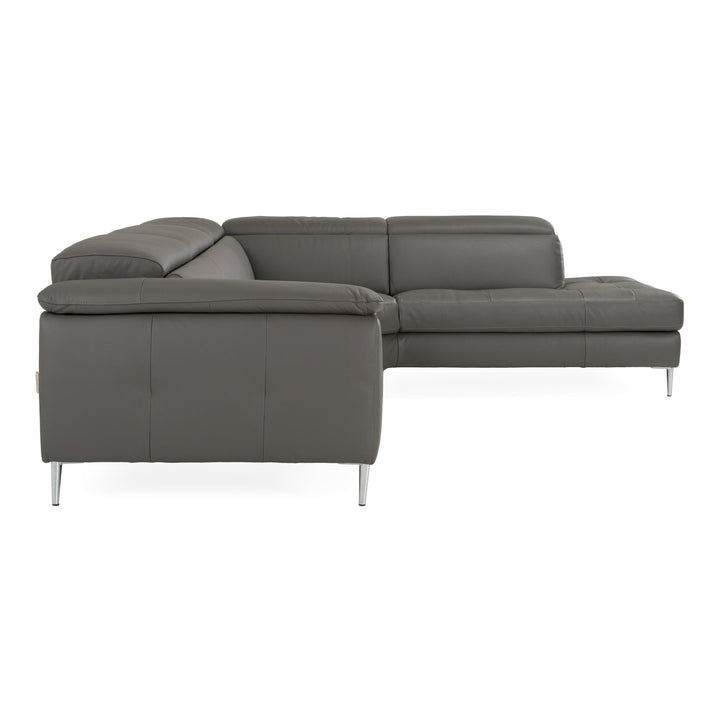 Viola - Italian Contemporary Blue-Grey Leather Right Facing Sectional Sofa