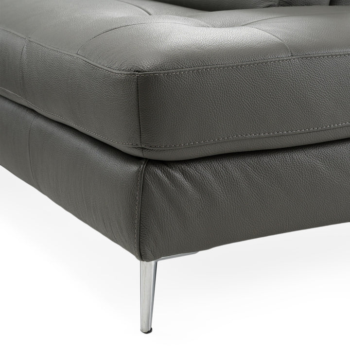 Viola - Italian Contemporary Blue-Grey Leather Right Facing Sectional Sofa