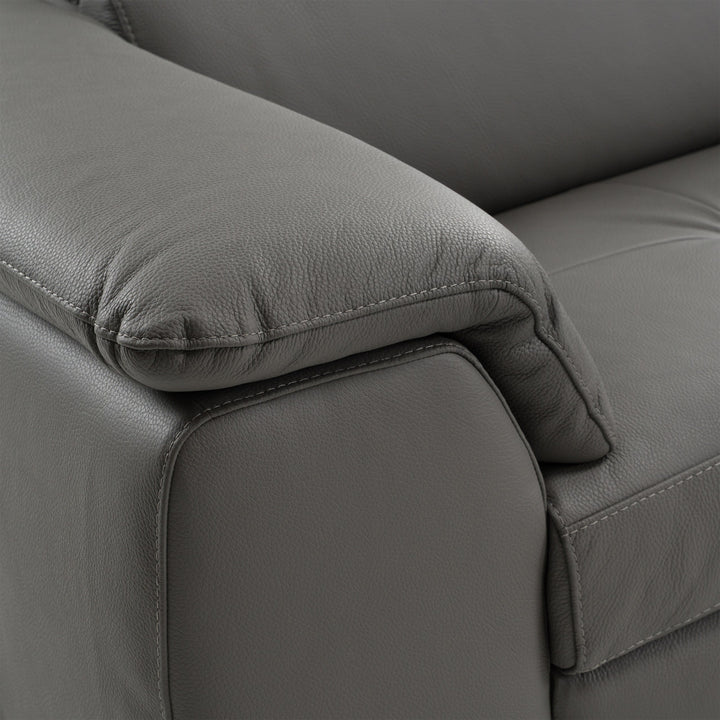 Viola - Italian Contemporary Blue-Grey Leather Right Facing Sectional Sofa