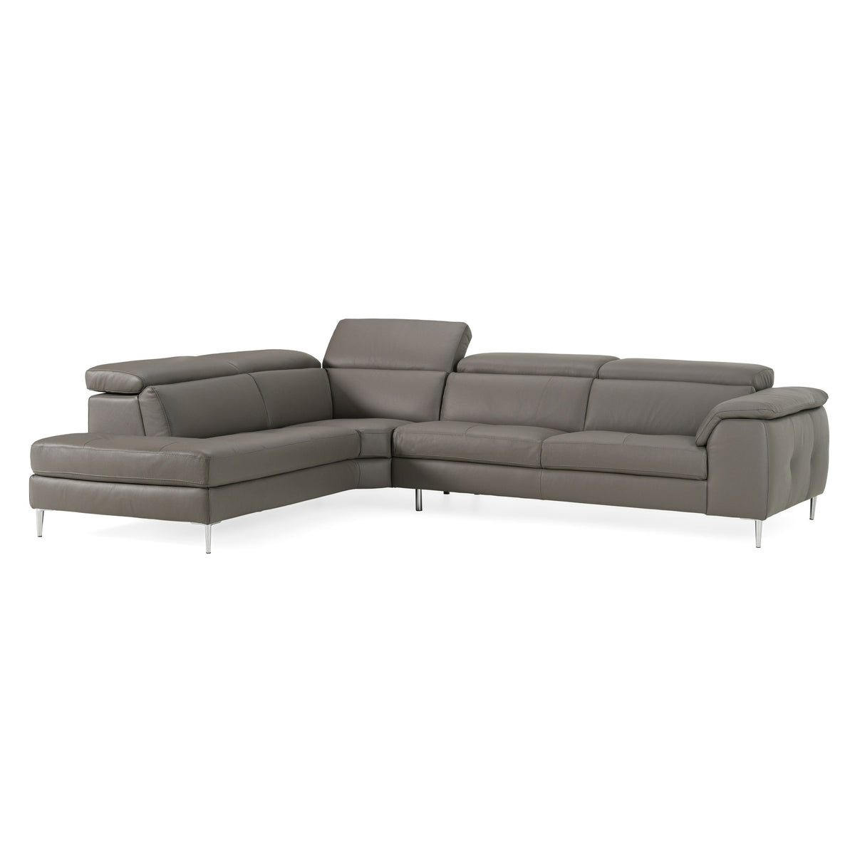 Viola - Italian Contemporary Grey Leather Left Facing Sectional Sofa
