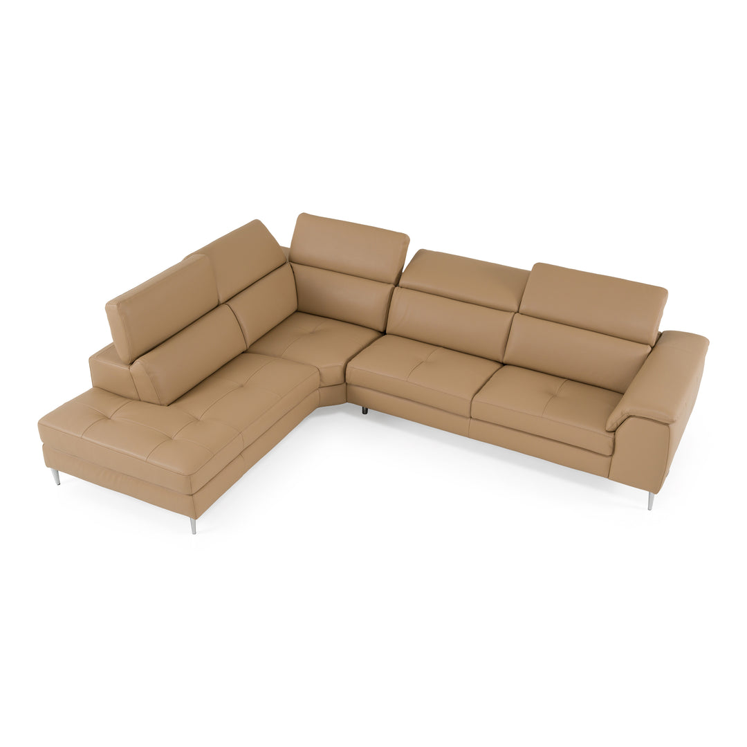 Viola - Italian Contemporary Deserto Leather Left Facing Sectional Sofa