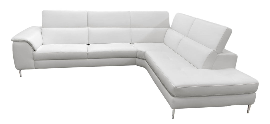 Viola - Italian Contemporary Grey Leather Right Facing Sectional Sofa