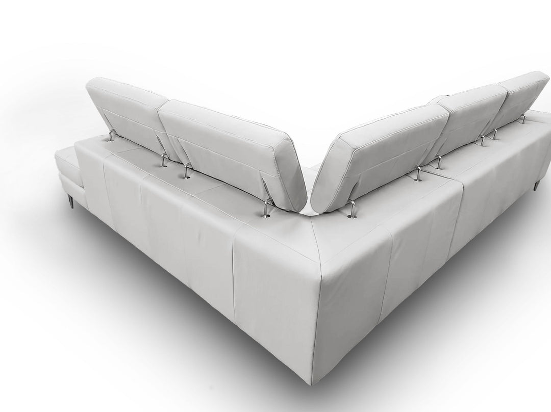 Viola - Italian Contemporary Grey Leather Right Facing Sectional Sofa