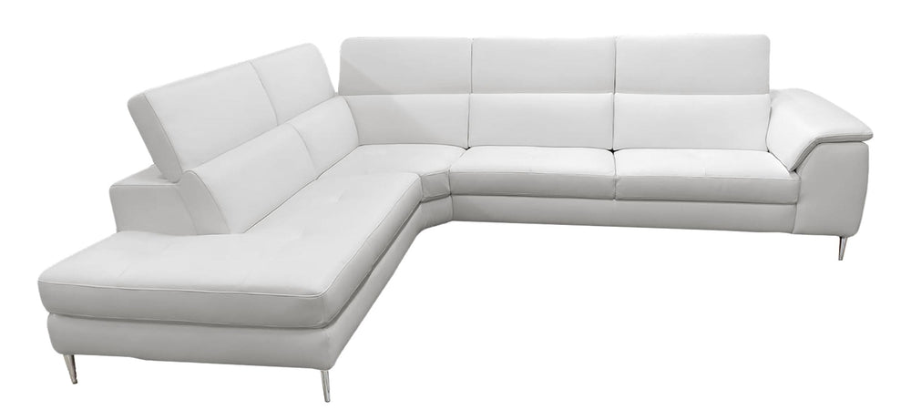 Viola - Italian Contemporary Grey Leather Left Facing Sectional Sofa - View 2