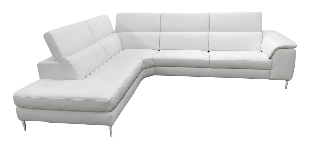 Viola - Italian Contemporary Grey Leather Left Facing Sectional Sofa