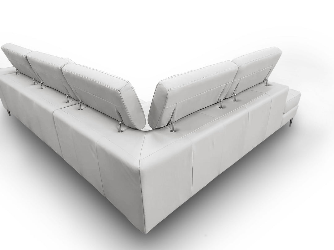 Viola - Italian Contemporary Grey Leather Left Facing Sectional Sofa