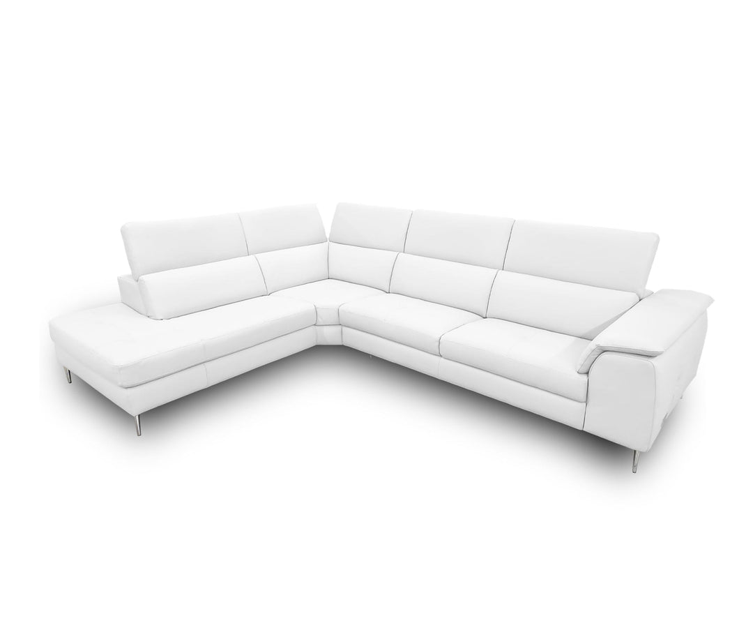 Viola - Italian Contemporary White Leather Left Facing Sectional Sofa