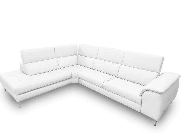 Viola - Italian Contemporary White Leather Left Facing Sectional Sofa