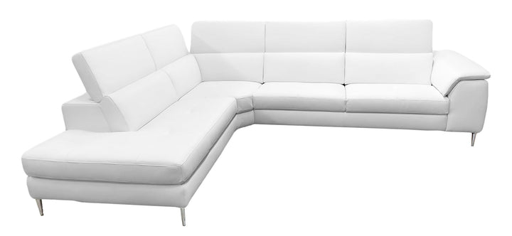 Viola - Italian Contemporary White Leather Left Facing Sectional Sofa