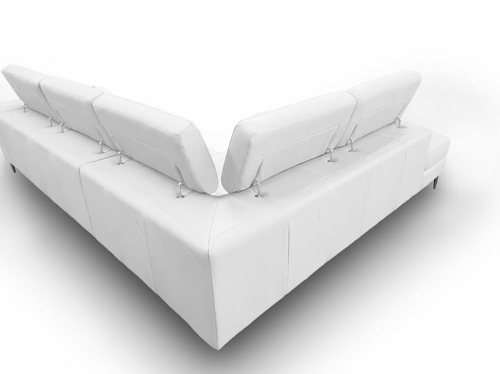 Viola - Italian Contemporary White Leather Left Facing Sectional Sofa