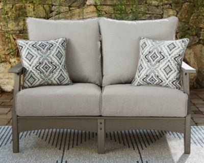 Visola Outdoor Loveseat with Cushion - Gray Loveseat modern furniture Contempo Furniture