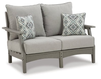 Visola Outdoor Loveseat with Cushion - Gray Loveseat modern furniture Contempo Furniture