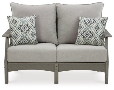 Visola Outdoor Loveseat with Cushion - Gray Loveseat modern furniture Contempo Furniture