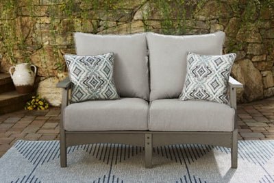 Visola Outdoor Loveseat with Cushion - Gray Loveseat modern furniture Contempo Furniture