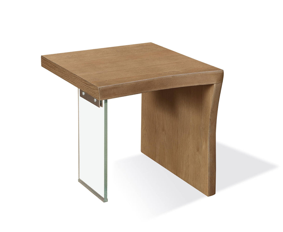 Modus Furniture Jvlh22 One Live Edge White Oak And Glass End Table In Bisque