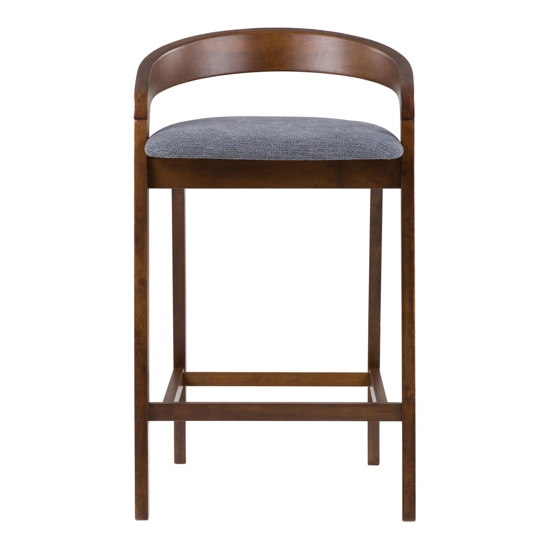 Vougler - Modern Grey Fabric + Walnut Counter Chair (Set of 2)