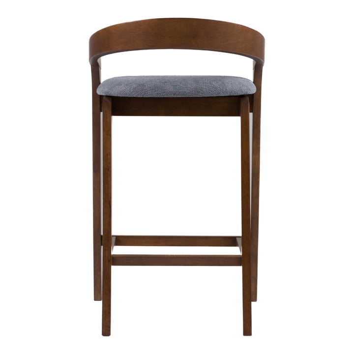Vougler - Modern Grey Fabric + Walnut Counter Chair (Set of 2)