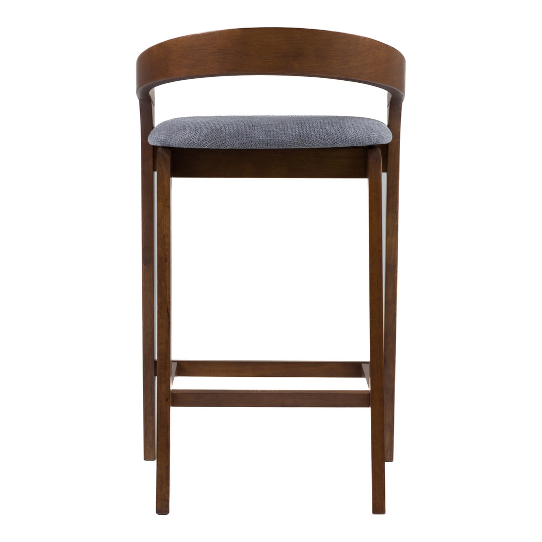 Vougler - Modern Grey Fabric + Walnut Counter Chair (Set of 2)