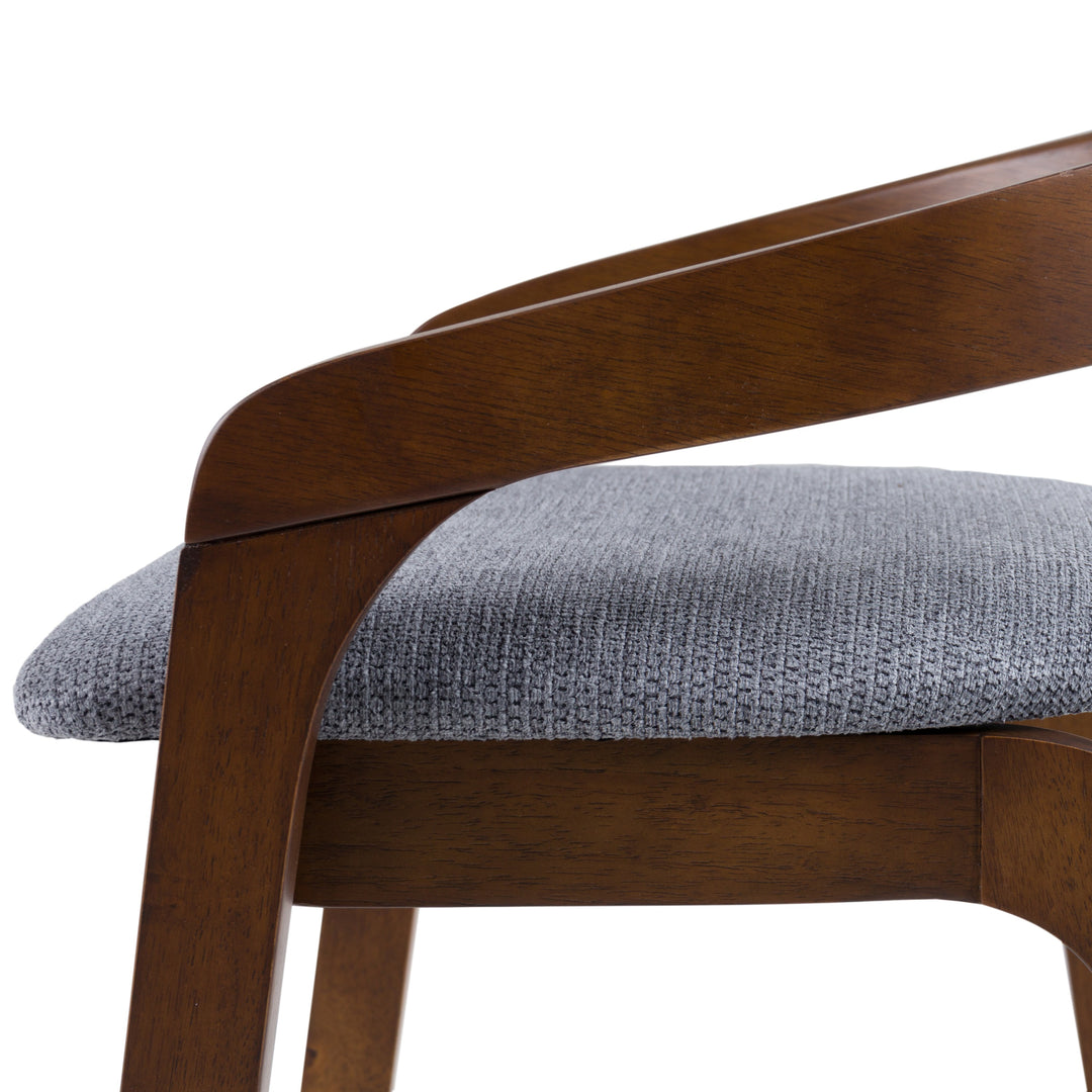 Vougler - Modern Grey Fabric + Walnut Counter Chair (Set of 2)