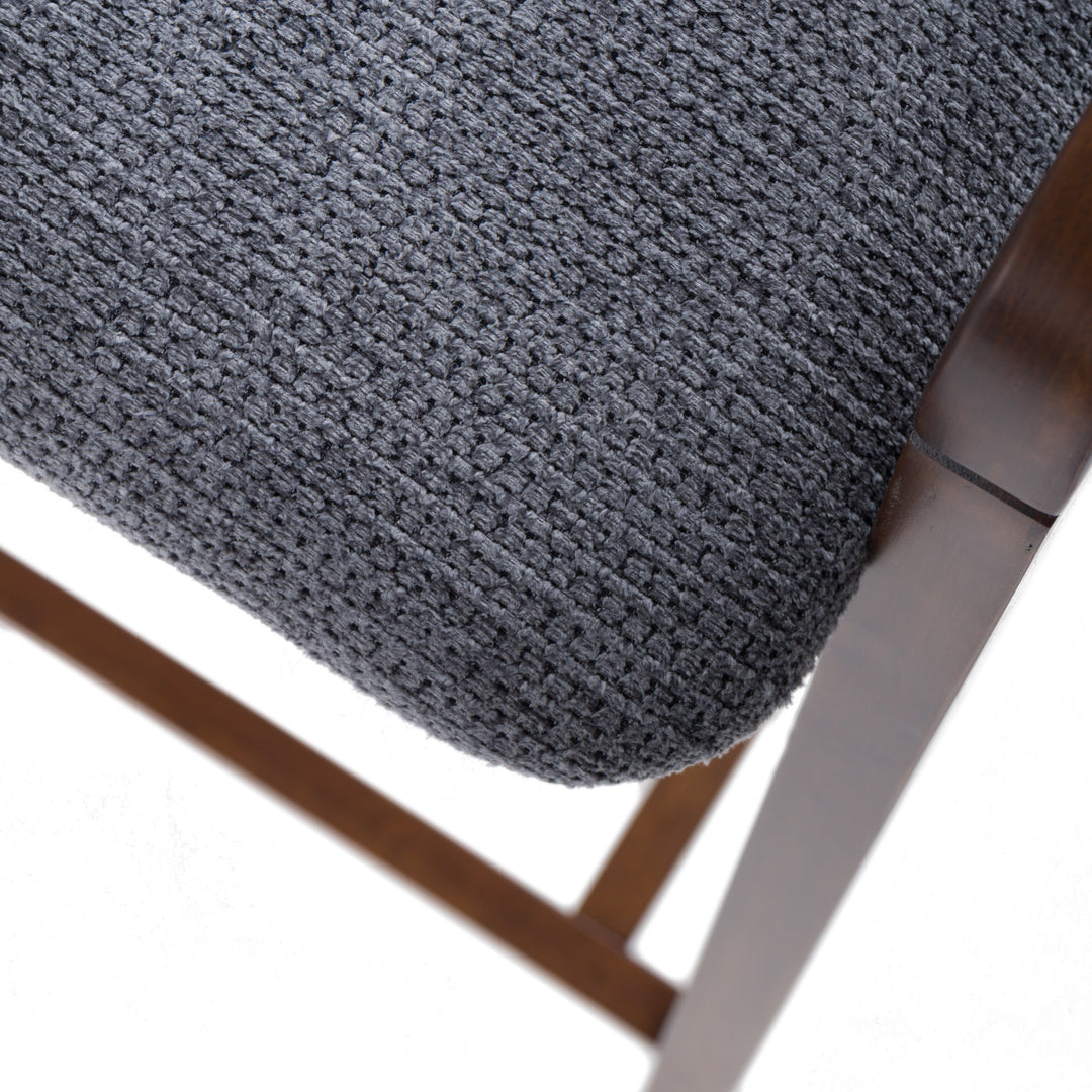 Vougler - Modern Grey Fabric  Walnut Counter Chair 