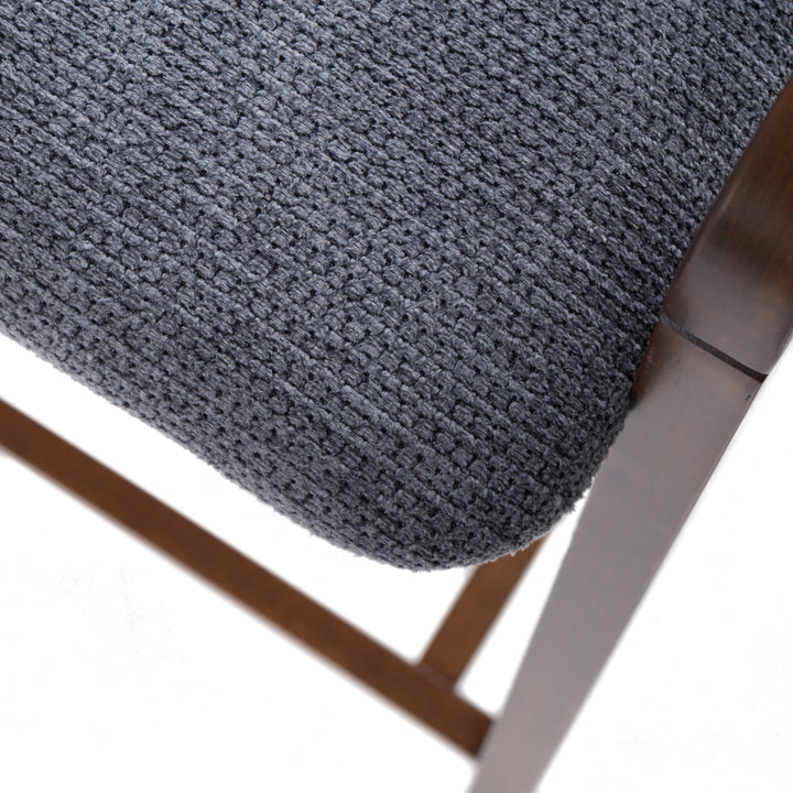 Vougler - Modern Grey Fabric + Walnut Counter Chair (Set of 2)