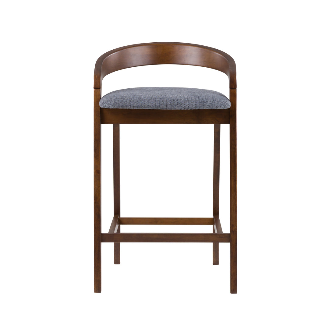 Vougler - Modern Grey Fabric  Walnut Counter Chair 