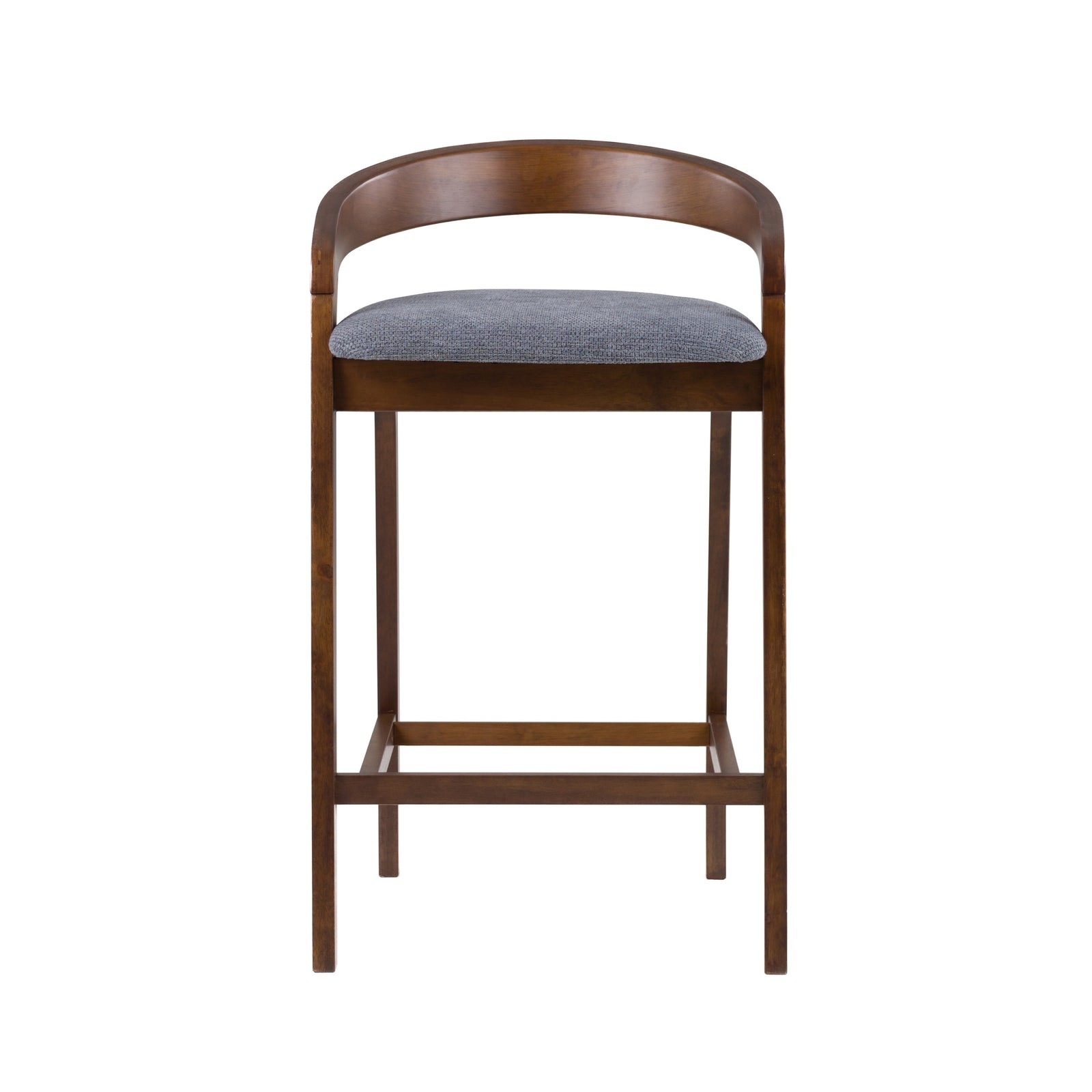 Vougler - Modern Grey Fabric  Walnut Counter Chair 